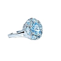 Statement Stacking Rings for woman girls blue topaz 10x8 3x6 mm