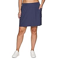 RBX Active Women's Plus Size Stretch Woven Athletic Skort with Attached Bike Short and Pockets
