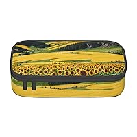Sunflower Over The Mountains And Field Pencil Case Large Capacity Pencil Pouch Handheld Pen Bag Cute Pen Box With Zipper
