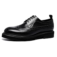 Mens Dress Shoes Leather Brogue Wingtip Oxford Formal Shoes for Men Black Brown Tan