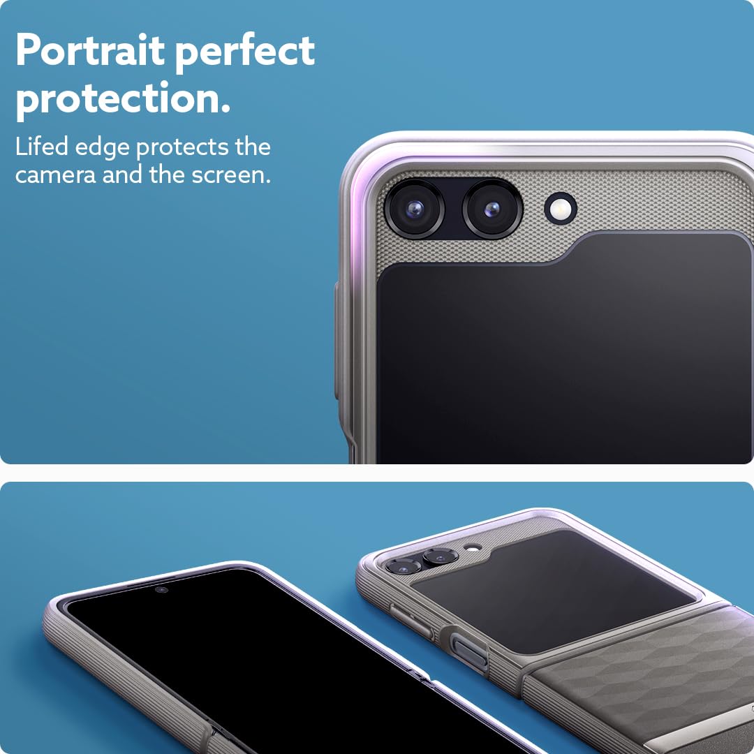 Caseology Parallax [3D Ergonomic Design] Protective Case Compatible with Samsung Galaxy Z Flip 5 Case (2023) - Ash Gray