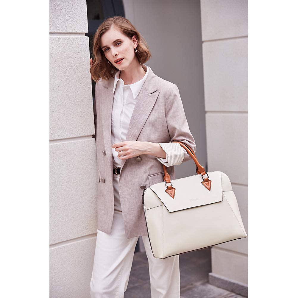 BOSTANTEN Briefcase for Women Leather 15.6 Inch and Women Leather Wallet RFID Blocking Small Bifold Zipper Pocket Wallet