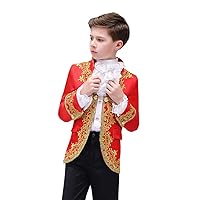 Boy Prince Costume Victorian Gothic Palace Blazer Suit Royal King Outfit Party Cosplay Halloween Costumes Kids