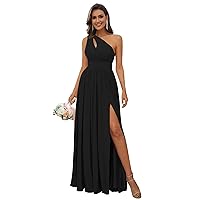 ZOYA Long Bridesmaid Dresses Chiffon Evening Party Dresses with Slit One Shoulder Formal Dresses for Women