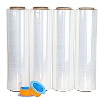 BOMEI PACK Clear Stretch Wrap Roll with Plastic Handle 18