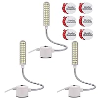Sewing Machine Light (36LED) Gooseneck Work Light with Magnetic Mounting Base, White Soft Light for Lathes, Drill Presses, Workbenches (3PACK)