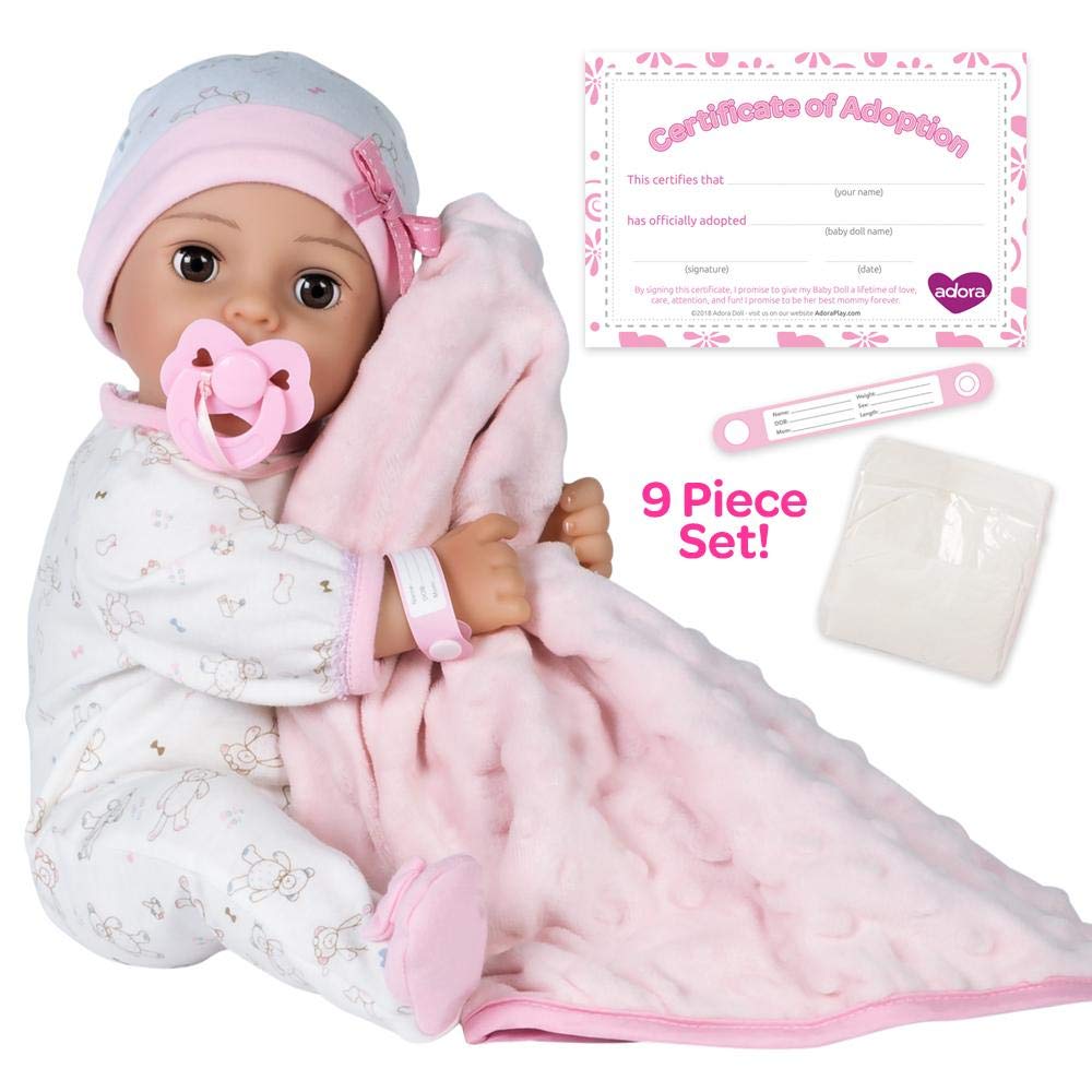 Adora Adoption Baby Cherish - 16 inch Realistic Newborn Baby Doll with Accessories and Certificate of Adoption