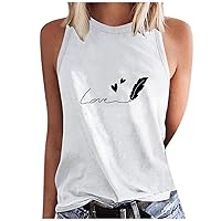 Womens Casual Tank Tops Loose Graphic Comfy Tank Shirts Summer Basic T-Shirts Sleeveless Blouse Fashion Tunic Tops