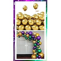 PartyWoo Metallic Gold Balloons 50 pcs 5 Inch and Purple Green Gold Balloons For Mardi Gras 140 pcs