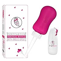 Peri Bottle for Postpartum Care. Post Partum Essentials for Pain Relief, Tears & Hemorrhoids After Birth. Large Portable Perineal Bottle with Angled Spout - Labor & Delivery Hospital Bag.