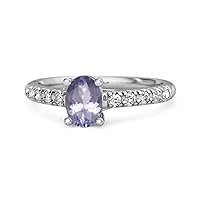 Solitaire 1.50 Ctw Oval Cut Tanzanite 925 Sterling Silver Floating Halo Bridal Ring