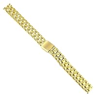 12mm Gilden Shiny Gold Tone Stainless Steel Deployment Buckle Ladies Watch Band