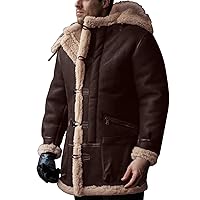 Men'S Winter Coats With Hood Fleece Button Down Coat Heated Thick Waterproof Casual Vintage Oversized Jacket