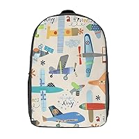 Airplane Print Unisex 17 Inch Travel Backpack Casual Daypacks Computer Shoulder Bag for Work Shopping