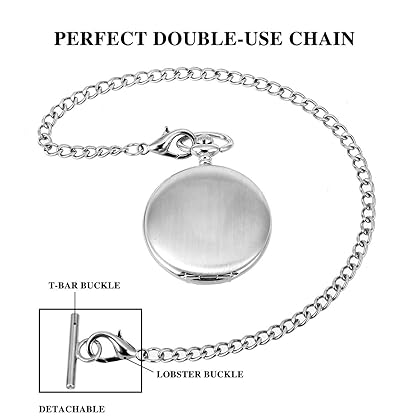 Pocket Watch Albert Vest Chain with T Bar & Lobster Clasps ManChDa Watch Chain Link …