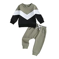 Toddler Baby Boy Fall Outfits Checkerboard Patchwork Long Sleeve Sweatshirts Top with Pants Cute Newborn Clothes