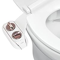 LUXE Bidet NEO 120 Plus - Only Patented Bidet Attachment for Toilet Seat, Innovative Hinges to Clean, Slide-in Easy Install, Advanced 360° Self-Clean, Single Nozzle, Rear Wash (Rose Gold)