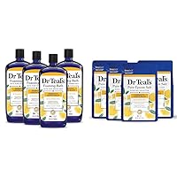 Dr Teal's Foaming Bath & Pure Epsom Salt with Prebiotic Lemon Balm, 34 fl oz (Pack of 4) & 3 lbs (Pack of 4)