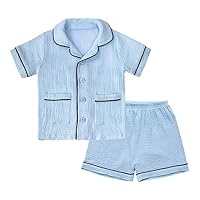 Toddler Girls Summer Pajama Set 100% Cotton Sleepwear Kids Short Sleeve Jammies Little Boy Pjs