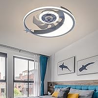 Kids Fan with Ceiling Light Mute Fan Lighting Bedroom Led Dimmable 3 Speeds Ultra-Thin Fan Ceiling Light and Remote Control Modern Living Roomt Ceiling Fan Light with Timer/Blue