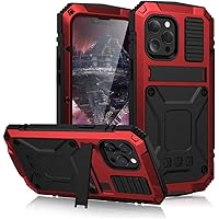 Full Body Rugged Armor Shockproof Stand Aluminum MetalCase for iPhone 15/15 plus/15 pro/15pro max (15,red)