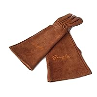 Rose Pruning Gloves for Men and Women - Thorn Proof Goatskin Leather Gardening Gloves with Gauntlet (Extra Large, Brown)