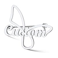 Custom4U Name Brooch Pin Personalized - Custom Made Design Name Tag Pins with Pictures/Monogram Letters - 18k Gold/Rose Gold/White Gold Plated Customized Jewelry Gifts for Women Men