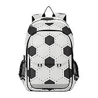 ALAZA Football Soccer Ball White and Black Geometric Laptop Backpack Purse for Women Men Travel Bag Casual Daypack with Compartment & Multiple Pockets