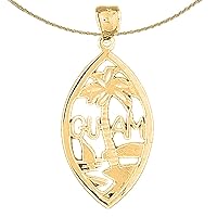 Jewels Obsession Silver Guam Necklace | 14K Yellow Gold-plated 925 Silver Guam Pendant with 18