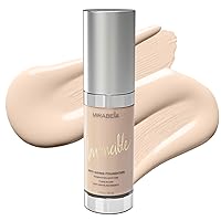 Mirabella Invincible HD Full Coverage Foundation Makeup, Liquid Foundation for Sensitive Skin and All Skin Types with Age-Defying Benefits, Hydrating Glycerin and Matrixyl 3000, Porcelain 0