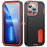 Heavy Armor Shockproof Defend Case for iPhone 13 Pro Max 12 Pro 11 Pro Max Metal Bracket Military Grade Protection Back Cover,Black,Orange,for iPhone 12
