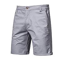Men's Summer Sports Casual Shorts Size Basic Solid Color Slim-Fit Straight Leg Shorts with Pocket Activewear Work Shorts