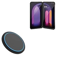 BoxWave Charger Compatible with LG V60 ThinQ 5G - SwiftCharge PowerDisc Wireless Charger (15W) with Wireless Chargers That Require QC3.0 minicube, Qi Wireless 15W Circular Desktop Charger - Jet Black
