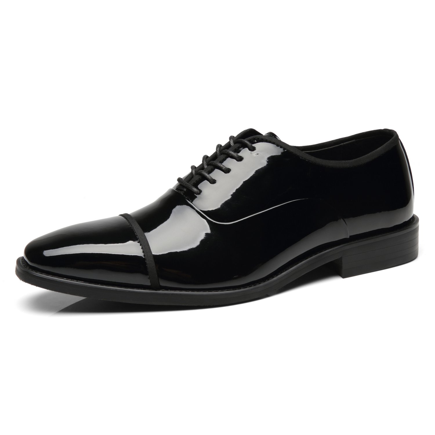 Faranzi Tuxedo Shoes Patent Leather Wedding Shoes for Men Cap Toe Lace up Formal Business Oxford Shoes