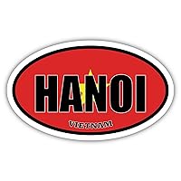 Hanoi Vietnam Flag Oval Decal Vinyl Bumper Sticker 3x5 inches