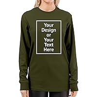 Personalized Tee Custom Long Sleeve Shirts for Women Design Your Own Image Text Photo Front/Back Print