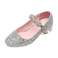 Little/big Children Girls Summer Closed Toe Sequins Low Heel Princess Shoes Shiny Girls Shoes Daily The Wild One Sandals