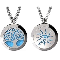 Tree of Life and Wisdom Eye Essential Oil Diffuser Necklace Stainless Steel Pendants with 24