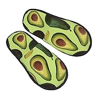 Avocado Fruit Furry Slippers for Men Women Fuzzy Memory Foam Slippers Warm Comfy Slip-on Bedroom Shoes Winter House Shoes for Indoor Outdoor Medium