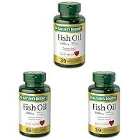 Nature's Bounty Fish Oil, Dietary Supplement, Omega 3, Supports Heart Health, 1400 Mg, 39 Coated Softgels (Pack of 3)