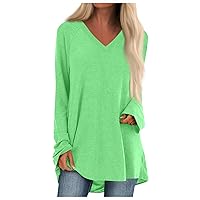 Long Sleeve Shirts for Women Dressy Casual Tunic Tops Crewneck Fall Hippie Tshirts Loose Pullover Printed Sweatshirts