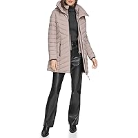 DKNY Women's Bib-Front Light-Weight Puffer Fleece Jacket