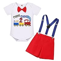 IBTOM CASTLE Baby Boy 1st Birthday Outfit Jungle Woodland Animal Romper & Bloomers & Suspenders 3PCS Clothes Suit Photography