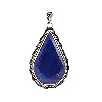 925 Sterling Silver Lapis Lazuli Pear shape Boho Pendant