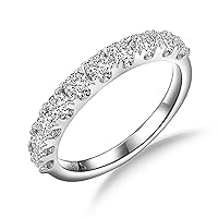 Moissanite Wedding Bands for Women| Eternity Band| Stackable Rings| 925 Sterling Silver White Gold Plated| 0.3ct-1ct D Color VVS1 Lab Created Diamond| Prong/Pave/Channel Set Anniversary Band