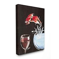 Stupell Industries Fish Leaping Into Wine Glass Funny Drawing, Designed by Jean-Pierre Got Wall Art, 16 x 20, Canvas