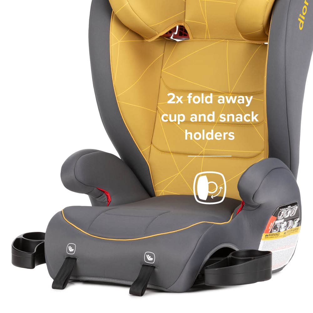 Diono Monterey 2XT Latch 2 in 1 High Back Booster Car Seat with Expandable Height & Width, Side Impact Protection, 8 Years 1 Booster, Yellow Sulphur