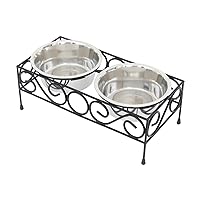 Iconicpet Elevated Wired Pet Double Diner with Stainless Steel Bowls for Dogs and Cats, Durable, Dishwasher Safe Bowls - Medium, 32 Oz