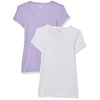Amazon Essentials Women's Slim-Fit Cap-Sleeve Scoop Neck T-Shirt, Pack of 2