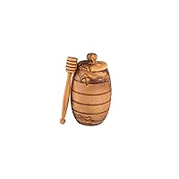 Lipper International Olive Wood Honey Pot with Cover, 3